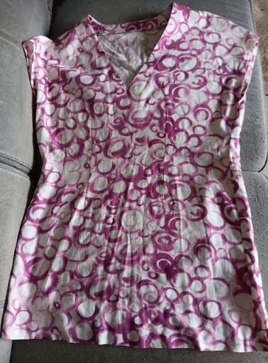 Tunique blanc / rose col V ( L / XL), Kleding | Dames, Blouses en Tunieken, Gedragen, Maat 42/44 (L), Wit, Ophalen of Verzenden