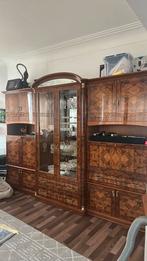 Massieve houten buffetkast / vitrine + dressoir met spiegel, Enlèvement, Comme neuf
