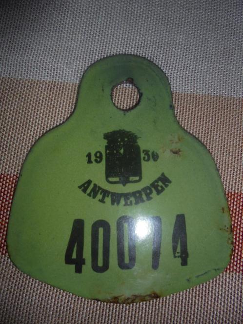 mooie taksplaat 1930 antwerpen fietsplaat email, Antiek en Kunst, Curiosa en Brocante, Ophalen of Verzenden