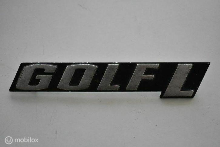 Aluminium "Golf L" embleem Swallowtail 1974 1975 1976, Auto-onderdelen, Klein materiaal, Volkswagen, Gebruikt, Ophalen of Verzenden