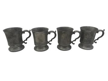 Set van 4 antieke tinnen mokken van 1/2 pint - Deleeuw Frère beschikbaar voor biedingen