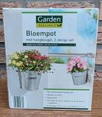 Betonnen bloempot + 1 nieuwe metalen pot met hangbeugel, Overige materialen, Nieuw, Binnen, Ophalen of Verzenden