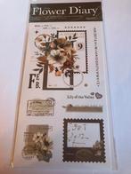 Scrapbooking 6 vellen labels met bloemen bruin, Hobby & Loisirs créatifs, Scrapbooking, Enlèvement, Utilisé