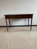 Antieke houten bureau/tafeltje met lederen blad, Enlèvement, Comme neuf