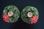 2 kerstkandelaars met kerstroos - nieuw in doos - tafelstuk, Ophalen of Verzenden, Nieuw