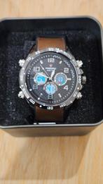 Horloge, Handtassen en Accessoires, Horloges | Heren, Leer, Staal, Polshorloge, Nieuw