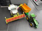 Bruder Claas maaidorser + Tractor John Deere met aanhanger, Ophalen