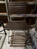 Twee houten tuinstoelen met metalen frame, Ophalen, Zo goed als nieuw