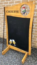 Groot en stevig houten La Chouffe stoepbord met krijtbord, Verzamelen, Ophalen, Gebruikt, Reclamebord, Plaat of Schild