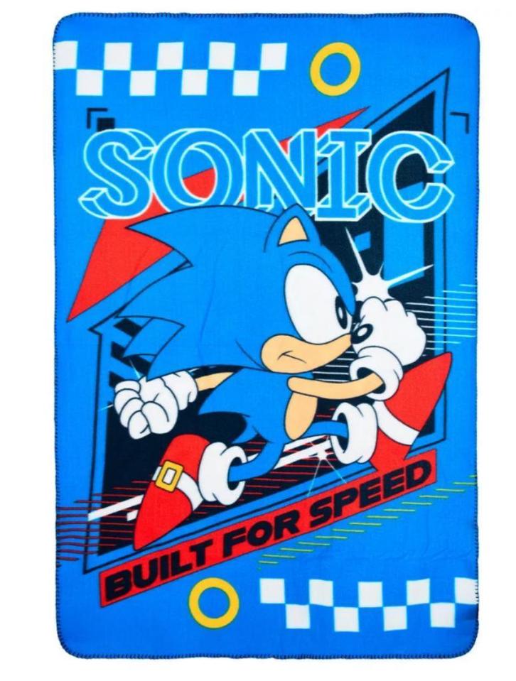 Sonic Fleece Deken - Built for Speed - Fleecedeken, Kinderen en Baby's, Kinderkamer | Beddengoed, Nieuw, Deken of Dekbed, Blauw