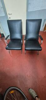2 retro stoelen, Huis en Inrichting, Ophalen, Gebruikt, Zwart, Leer