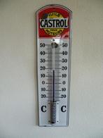 EMAILLE RECLAME THERMOMETER"CASTROL HUILE"UIT JAREN 20/30, Verzamelen, Ophalen of Verzenden, Gebruikt, Reclamebord