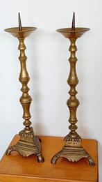 paire de bougeoirs massifs en cuivre du XVIIIe siècle 59 cm, Enlèvement ou Envoi, Cuivre ou Bronze