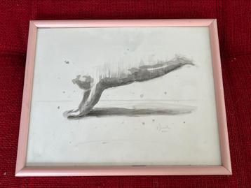 Kunstwerkje aquarel in kader beschikbaar voor biedingen