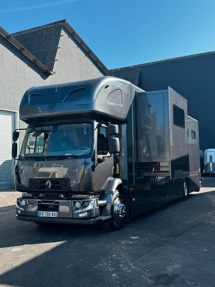 Pop-out paardentruck met 7 zitplaatsen, Auto's, Vrachtwagens, Bedrijf, Renault, Diesel, Euro 6, 2 deurs, Automaat, Zilver of Grijs