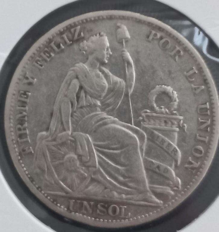 Peru 1 sol 1893 T.F. (zilver), Postzegels en Munten, Munten | Amerika, Losse munt, Zuid-Amerika, Zilver, Verzenden