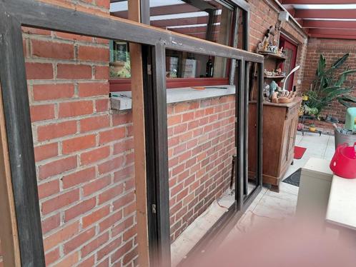 Raam met omlijsting met 3 ramen erin in dubbel gelaagd glas, Doe-het-zelf en Bouw, Glas en Ramen, Gebruikt, Gevelraam of Ruit