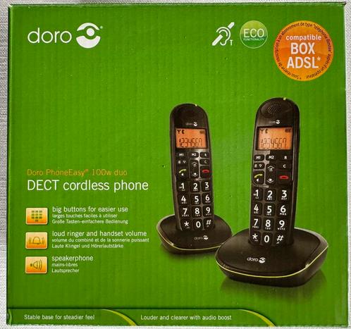 Doro PhoneEasy 100w Duo Noir, Télécoms, Téléphones fixes | Combinés & sans fil, Utilisé, 2 combinés, Enlèvement ou Envoi