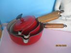 3 le creuset oude steelpotten nr 14,17,20, Ophalen of Verzenden, Gebruikt, Gietijzer, Koekenpan of Braadpan