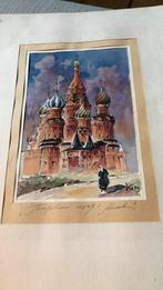 Russische aquarel, origineel, gedateerd 1993 - gesigneerd, Antiek en Kunst, Ophalen of Verzenden