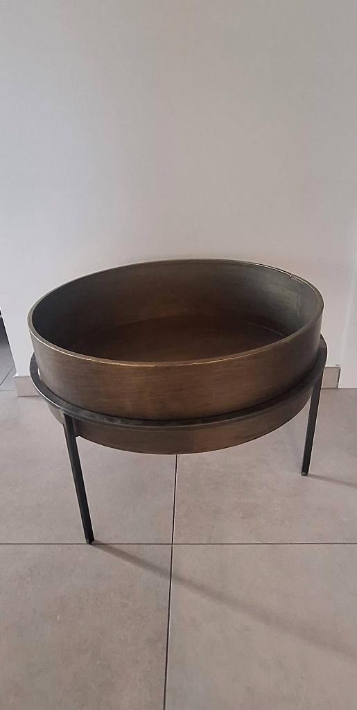 Table d'appoint  réversible en métal style industriel., Maison & Meubles, Tables | Tables d'appoint, Comme neuf, Rond, 45 à 60 cm