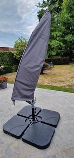 Parasolvoet incl. zweefparasol en beschermzeil, Tuin en Terras, Ophalen, Gebruikt, Parasolvoet, Kantelbaar