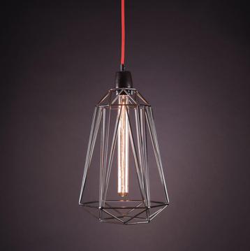 Luminaires neufs style industriel Diamond 5 Noir et Rouge disponible aux enchères