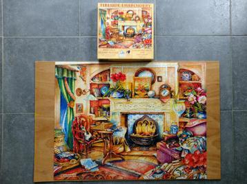 Puzzle 1000 pièces SunsOut - Fireside embroidery, Kim Jacobs beschikbaar voor biedingen