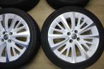 Opel corsa E velgen 17 inch white 4x100 + zomerbanden, 215 mm, 17 inch, Velg(en), Gebruikt