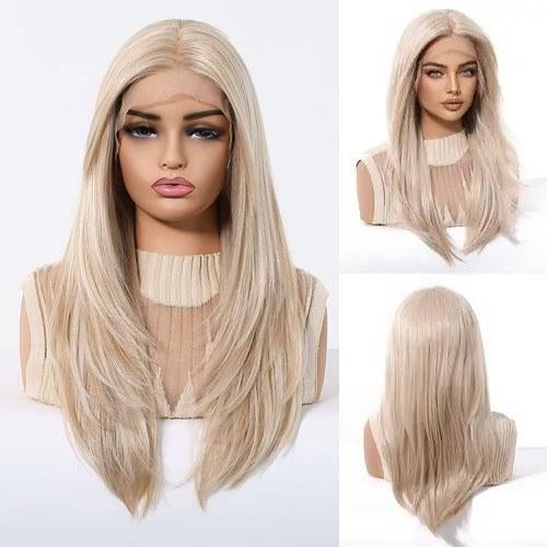 Mono top swiss lace pruik lang blond haar zonder pony Valeri, Verzenden, Nieuw