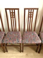 4 prachtige houten en stoffen stoelen, Huis en Inrichting, Stoelen, Ophalen, Hout, Gebruikt, Overige kleuren