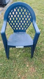 4 Blauwe tuinstoelen, Ophalen, Zo goed als nieuw, Stapelbaar