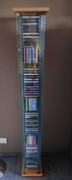 Glazen cd rek, Huis en Inrichting, Woonaccessoires | Cd- en Dvd-rekken, Ophalen, Gebruikt, 75 tot 150 discs, Glas