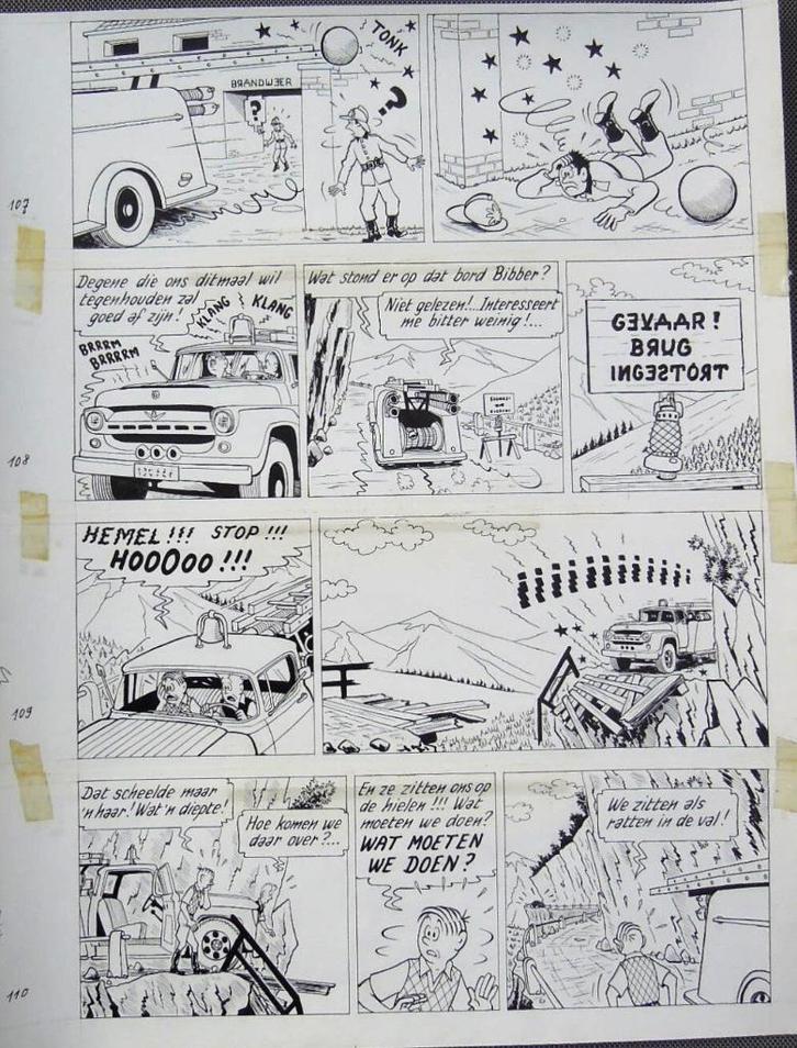 POM - originele pagina PIET PIENTER en BERT BIBBER, Antiek en Kunst, Kunst | Tekeningen en Fotografie, Ophalen of Verzenden