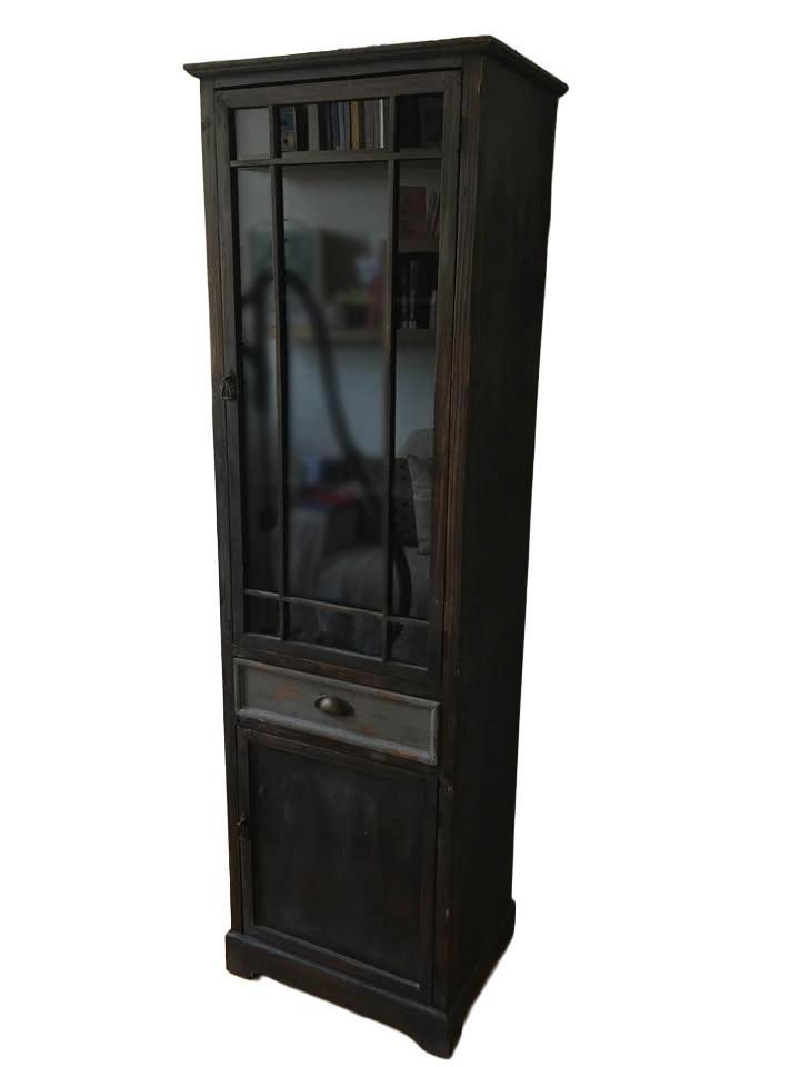 Meuble vitrine / colonne en bois avec porte vitrée, Huis en Inrichting, Overige Huis en Inrichting, Zo goed als nieuw, Ophalen