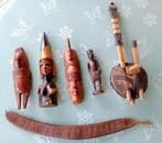 Senegalese houtsnijwerkjes, muziekinstrument,..., Antiek en Kunst, Ophalen