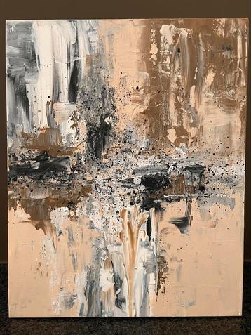 Nieuw abstract schilderij zandkleuren Mk Art beschikbaar voor biedingen