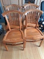 4 stuks mooie, massief hardhouten, keuken-, veranda stoelen, Huis en Inrichting, Ophalen, Gebruikt, Overige kleuren, Vier