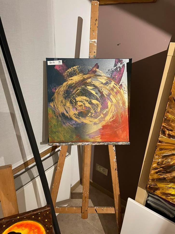 Schilderij 3D met gouden accent Mk Art, Antiek en Kunst, Kunst | Schilderijen | Abstract, Ophalen of Verzenden