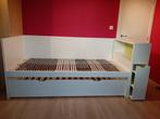 Bed IKEA Flaxa, Kleur wit met groen accent, 90 cm, Gebruikt, Eenpersoons