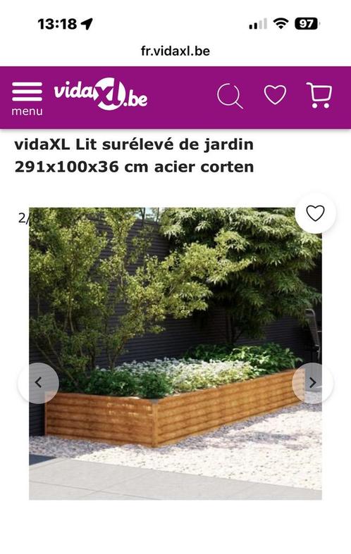 Jardiniere en tôle rouillé 290 cm x 100 cm x36cm, Tuin en Terras, Bloembakken en Plantenbakken, Nieuw, Metaal, Tuin, 30 tot 60 cm