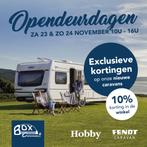 Nieuwe 4pers.Hobby met frans bed, treinzit, MTM 1350kg, Caravans en Kamperen, Hobby, Bedrijf, Treinzit, Tot en met 3