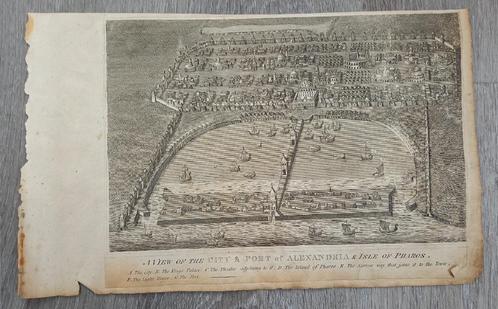 A View of the City & Port of Alexandria & Isle of Pharos, Antiek en Kunst, Kunst | Etsen en Gravures, Ophalen of Verzenden