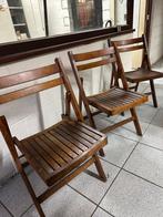 3 chaises vintage pliables en bois, Maison & Meubles, Chaises, Enlèvement, Comme neuf