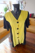 vintage geel & zwart unieke blouse, Kleding | Dames, Vintage Dressing, Geel, Maat 46/48 (XL) of groter, Ophalen of Verzenden