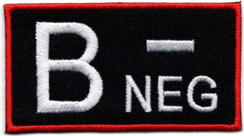 Bloedgroep B- Negatief stoffen opstrijk patch embleem, Motoren, Accessoires | Overige, Nieuw, Verzenden
