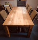 Teak tafel en bijpassende stoelen, zo goed als nieuw, Huis en Inrichting, Tafels | Eettafels, Ophalen