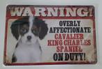 Metaal bordje King Chales Cavalier hond, Nieuw, Ophalen of Verzenden