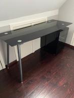 bureau met zwart glazen blad, Huis en Inrichting, Bureaus, Ophalen, Zo goed als nieuw, Bureau