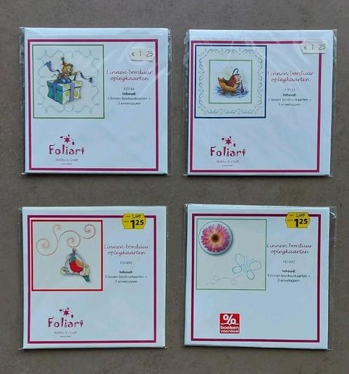 Lotje linnen borduur oplegkaarten (KRT103), Hobby & Loisirs créatifs, Cartes | Fabrication, Comme neuf, Carte blanco ou Carte de base